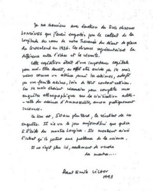 Remerciements de Paul-Emile V. à la société Longines, 1993