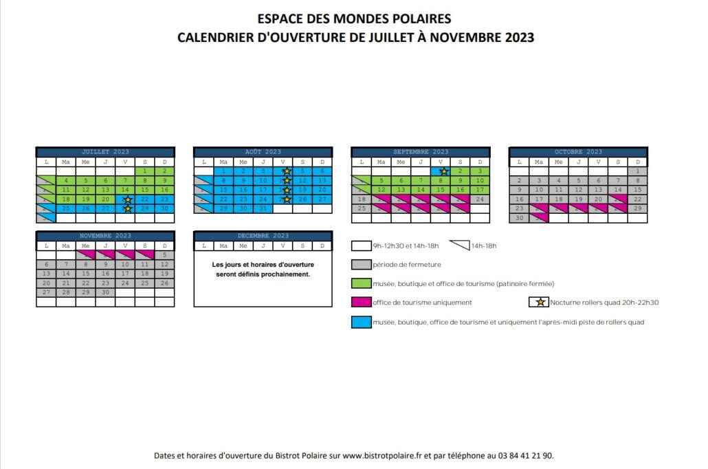 Ouverture des espaces de l'EMP de juillet à novembre 2023
