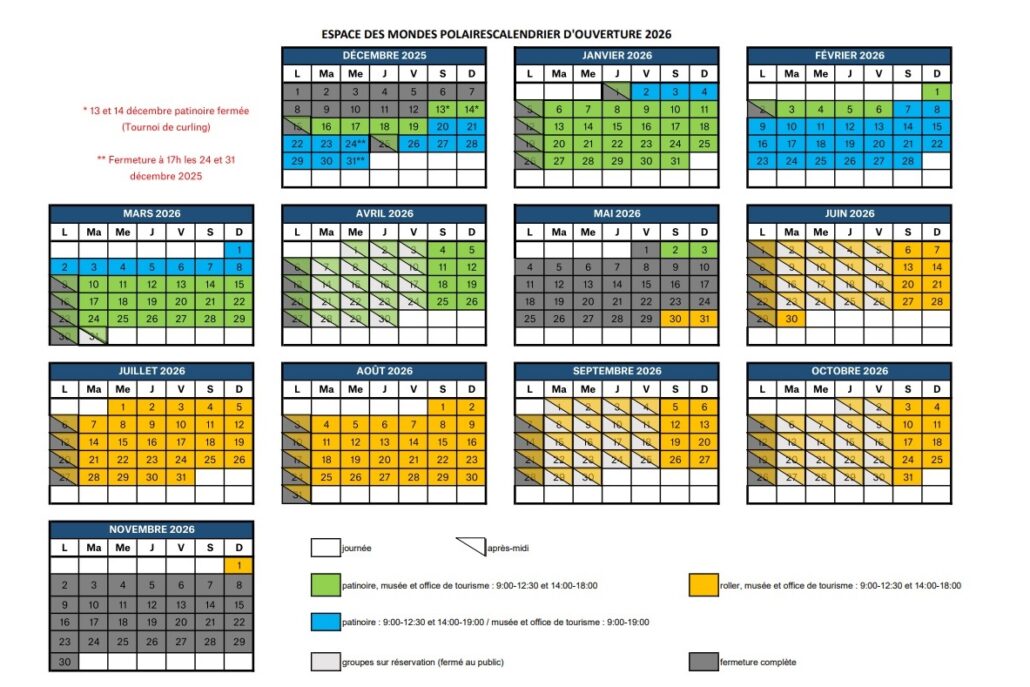 Ouverture des espaces de l'EMP de décembre 2024 à novembre 2025